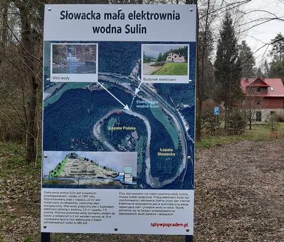 Tablica o elektrowni Sulin na Popradzie